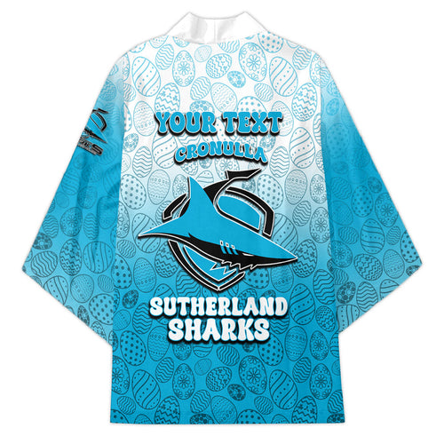 Personalized Cronulla Sutherland Sharks Kimono Easter Mascot - Colorful Eggs Cartoon Style