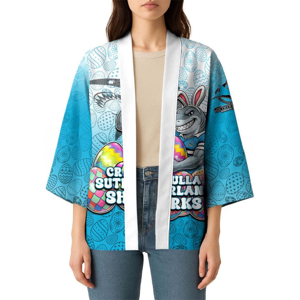 Personalized Cronulla Sutherland Sharks Kimono Easter Mascot - Colorful Eggs Cartoon Style