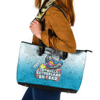 Personalized Cronulla Sutherland Sharks Leather Tote Bag Easter Mascot - Colorful Eggs Cartoon Style