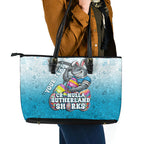 Personalized Cronulla Sutherland Sharks Leather Tote Bag Easter Mascot - Colorful Eggs Cartoon Style
