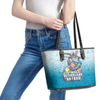 Personalized Cronulla Sutherland Sharks Leather Tote Bag Easter Mascot - Colorful Eggs Cartoon Style