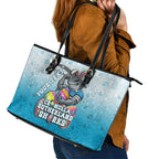 Personalized Cronulla Sutherland Sharks Leather Tote Bag Easter Mascot - Colorful Eggs Cartoon Style
