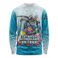 Personalized Cronulla Sutherland Sharks Long Sleeve Shirt Easter Mascot - Colorful Eggs Cartoon Style