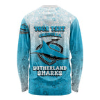 Personalized Cronulla Sutherland Sharks Long Sleeve Shirt Easter Mascot - Colorful Eggs Cartoon Style