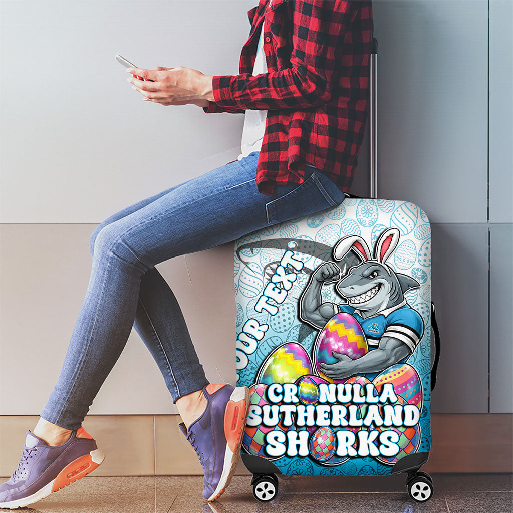 Personalized Cronulla Sutherland Sharks Luggage Cover Easter Mascot - Colorful Eggs Cartoon Style