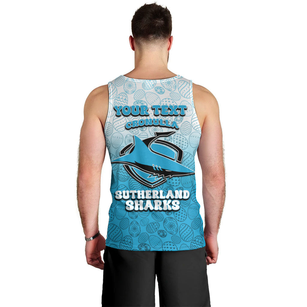 Personalized Cronulla Sutherland Sharks Men Tank Top Easter Mascot - Colorful Eggs Cartoon Style
