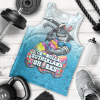 Personalized Cronulla Sutherland Sharks Men Tank Top Easter Mascot - Colorful Eggs Cartoon Style