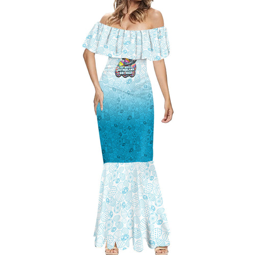 Personalized Cronulla Sutherland Sharks Mermaid Dress Easter Mascot - Colorful Eggs Cartoon Style