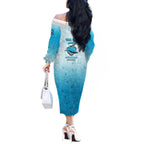 Personalized Cronulla Sutherland Sharks Off The Shoulder Long Sleeve Dress Easter Mascot - Colorful Eggs Cartoon Style