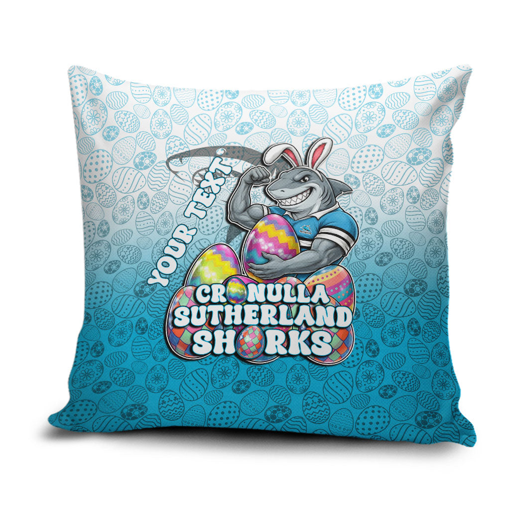 Personalized Cronulla Sutherland Sharks Pillow Cover Easter Mascot - Colorful Eggs Cartoon Style
