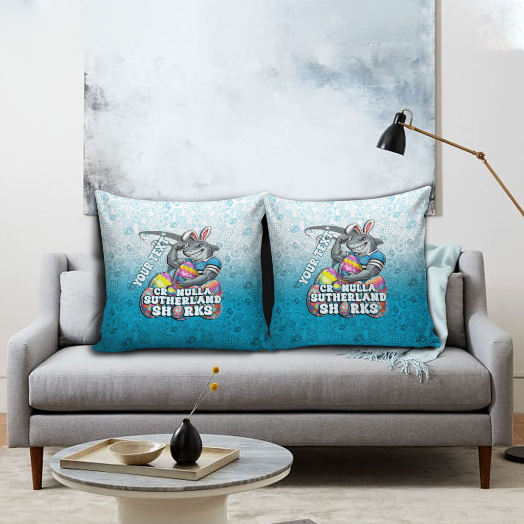 Personalized Cronulla Sutherland Sharks Pillow Cover Easter Mascot - Colorful Eggs Cartoon Style