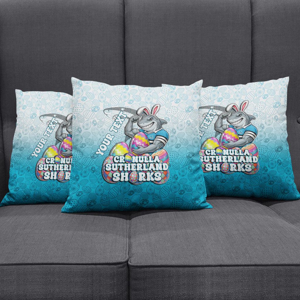 Personalized Cronulla Sutherland Sharks Pillow Cover Easter Mascot - Colorful Eggs Cartoon Style