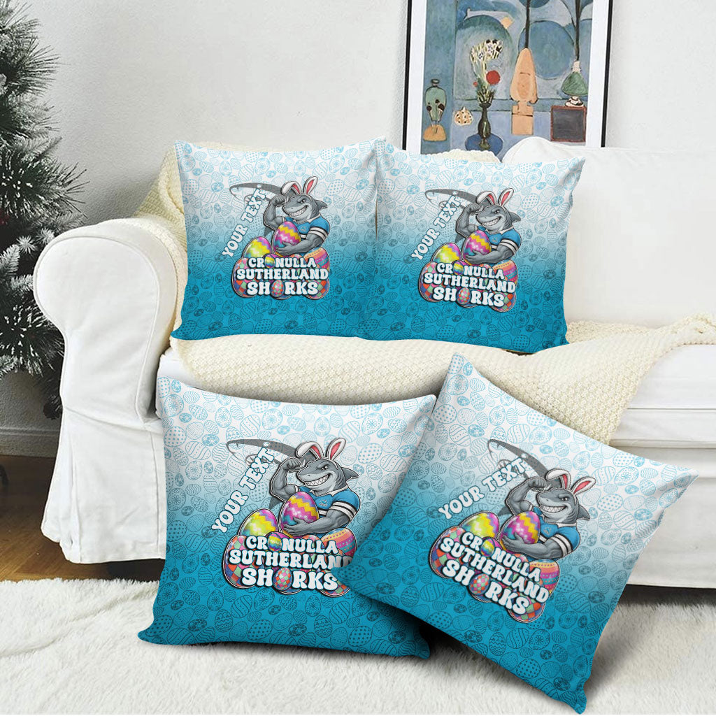 Personalized Cronulla Sutherland Sharks Pillow Cover Easter Mascot - Colorful Eggs Cartoon Style