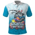 Personalized Cronulla Sutherland Sharks Polo Shirt Easter Mascot - Colorful Eggs Cartoon Style