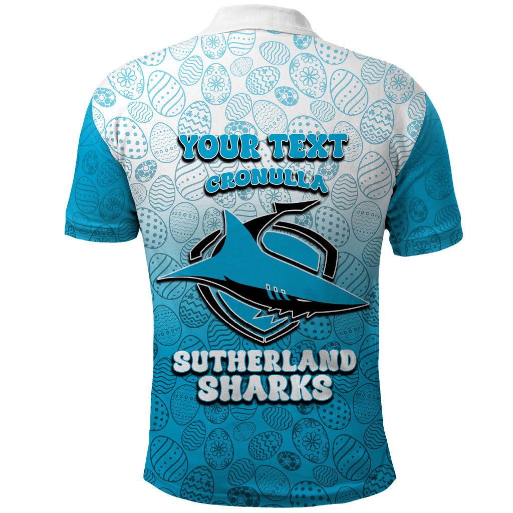 Personalized Cronulla Sutherland Sharks Polo Shirt Easter Mascot - Colorful Eggs Cartoon Style