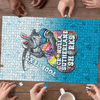 Personalized Cronulla Sutherland Sharks Puzzle Easter Mascot - Colorful Eggs Cartoon Style