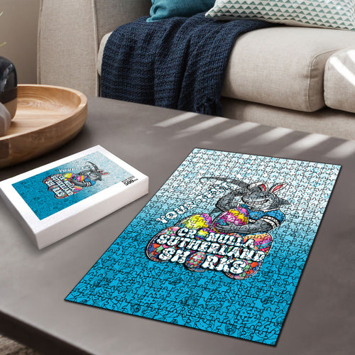 Personalized Cronulla Sutherland Sharks Puzzle Easter Mascot - Colorful Eggs Cartoon Style