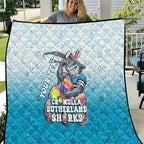 Personalized Cronulla Sutherland Sharks Quilt Easter Mascot - Colorful Eggs Cartoon Style