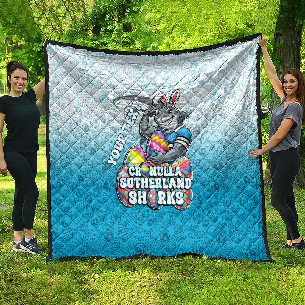 Personalized Cronulla Sutherland Sharks Quilt Easter Mascot - Colorful Eggs Cartoon Style
