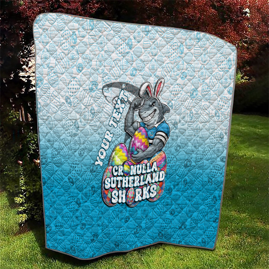 Personalized Cronulla Sutherland Sharks Quilt Easter Mascot - Colorful Eggs Cartoon Style