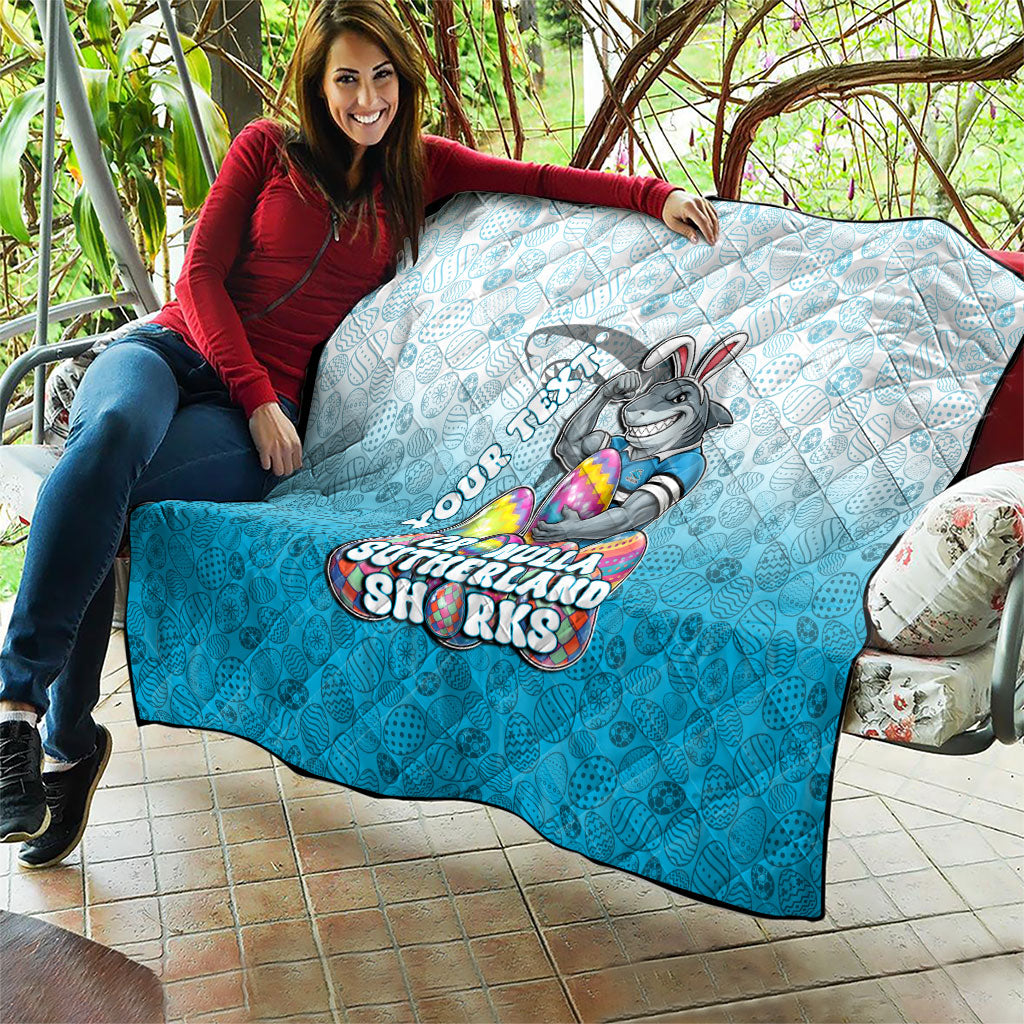 Personalized Cronulla Sutherland Sharks Quilt Easter Mascot - Colorful Eggs Cartoon Style