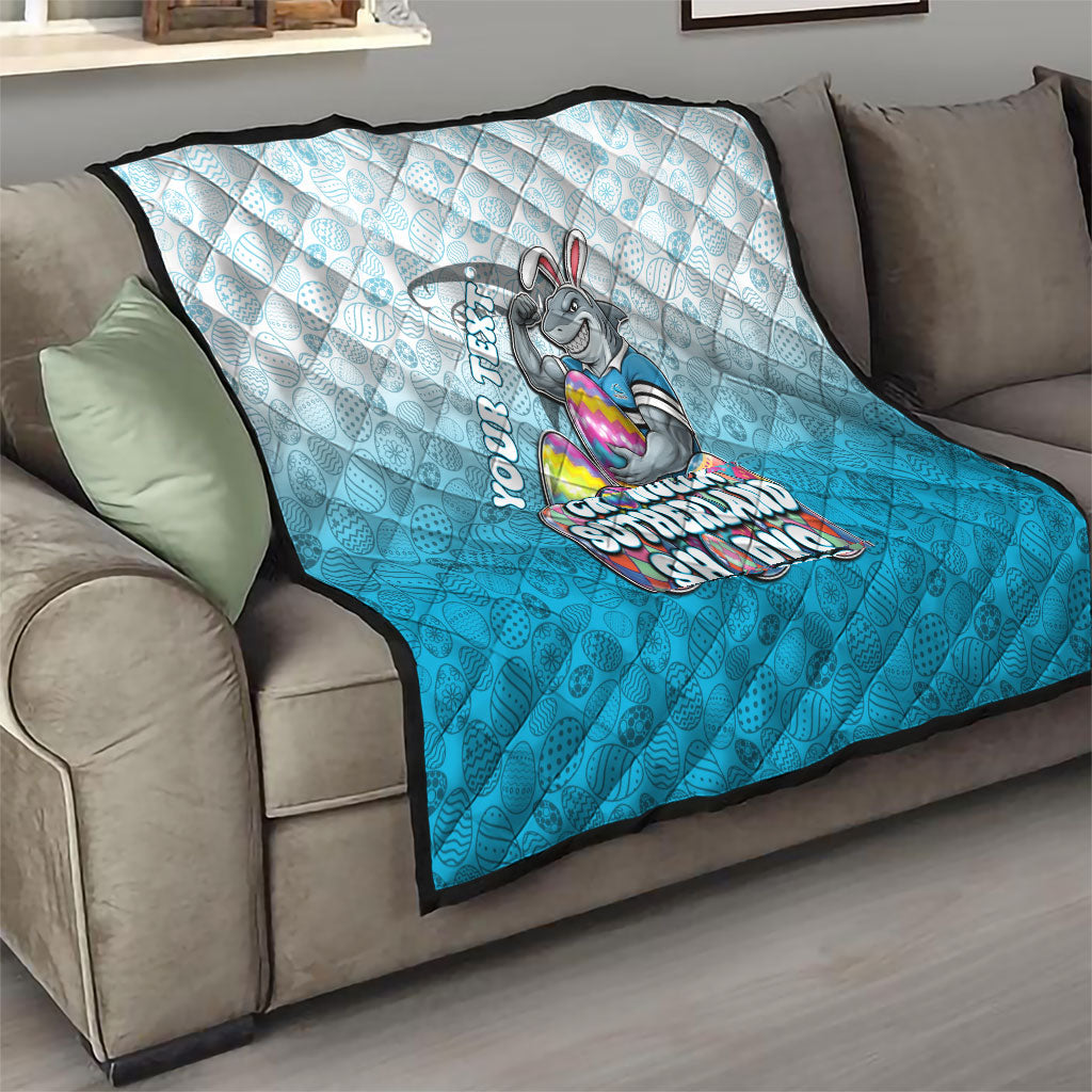 Personalized Cronulla Sutherland Sharks Quilt Easter Mascot - Colorful Eggs Cartoon Style