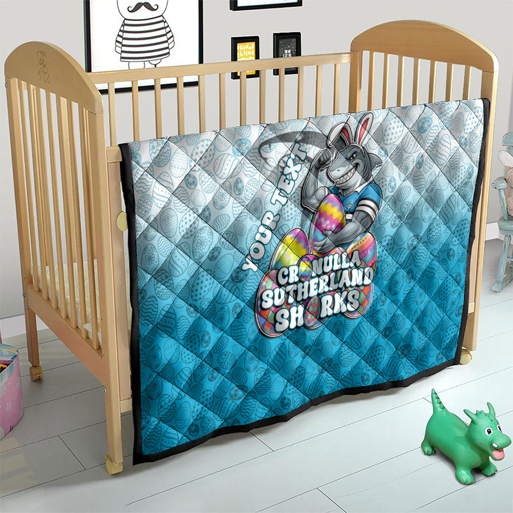 Personalized Cronulla Sutherland Sharks Quilt Easter Mascot - Colorful Eggs Cartoon Style