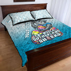 Personalized Cronulla Sutherland Sharks Quilt Bed Set Easter Mascot - Colorful Eggs Cartoon Style
