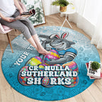 Personalized Cronulla Sutherland Sharks Round Carpet Easter Mascot - Colorful Eggs Cartoon Style