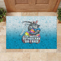 Personalized Cronulla Sutherland Sharks Rubber Doormat Easter Mascot - Colorful Eggs Cartoon Style