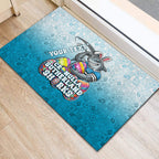 Personalized Cronulla Sutherland Sharks Rubber Doormat Easter Mascot - Colorful Eggs Cartoon Style