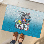 Personalized Cronulla Sutherland Sharks Rubber Doormat Easter Mascot - Colorful Eggs Cartoon Style