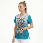 Personalized Cronulla Sutherland Sharks Scrub Top Easter Mascot - Colorful Eggs Cartoon Style