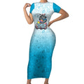 Personalized Cronulla Sutherland Sharks Short Sleeve Bodycon Dress Easter Mascot - Colorful Eggs Cartoon Style