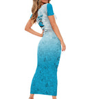 Personalized Cronulla Sutherland Sharks Short Sleeve Bodycon Dress Easter Mascot - Colorful Eggs Cartoon Style