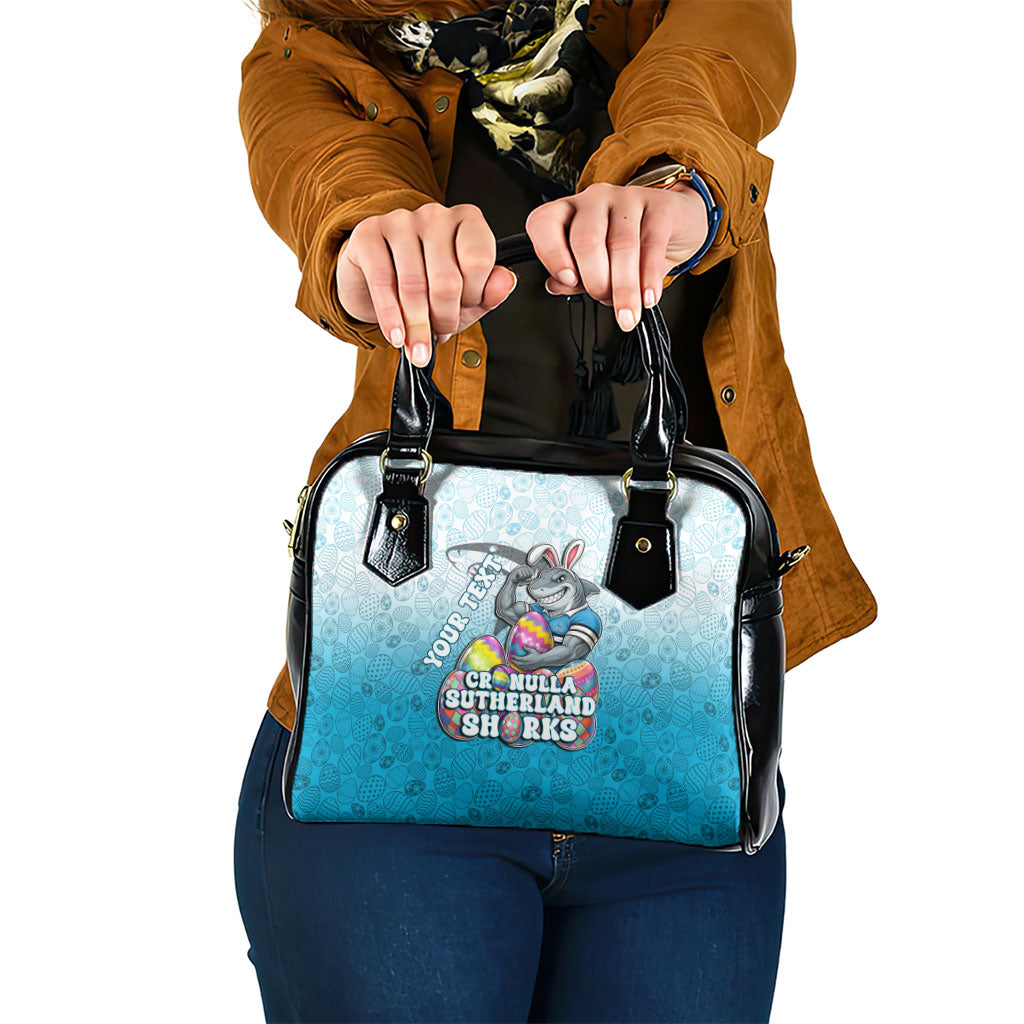 Personalized Cronulla Sutherland Sharks Shoulder Handbag Easter Mascot - Colorful Eggs Cartoon Style