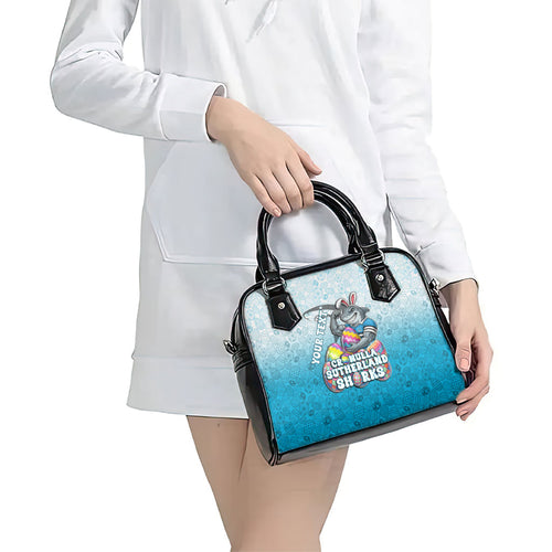Personalized Cronulla Sutherland Sharks Shoulder Handbag Easter Mascot - Colorful Eggs Cartoon Style
