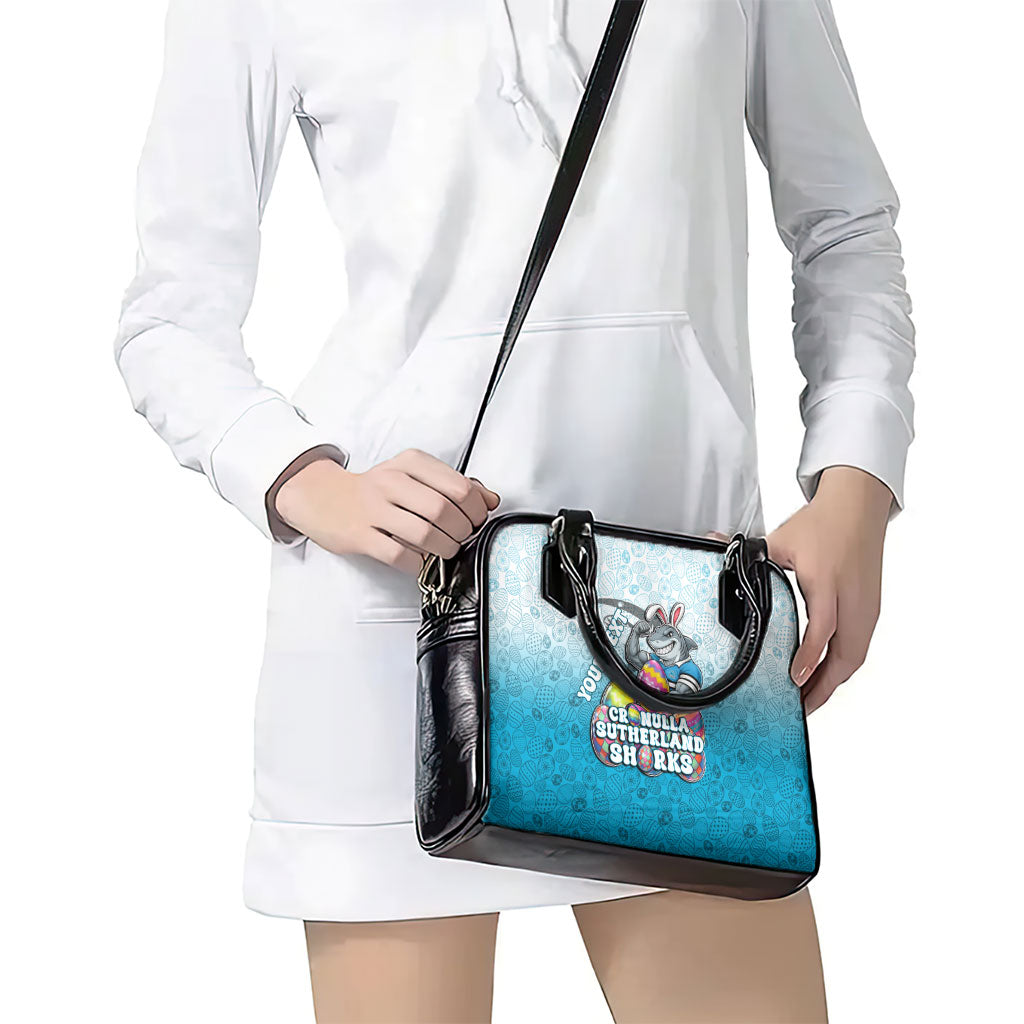 Personalized Cronulla Sutherland Sharks Shoulder Handbag Easter Mascot - Colorful Eggs Cartoon Style