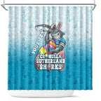 Personalized Cronulla Sutherland Sharks Shower Curtain Easter Mascot - Colorful Eggs Cartoon Style