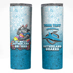 Personalized Cronulla Sutherland Sharks Skinny Tumbler Easter Mascot - Colorful Eggs Cartoon Style