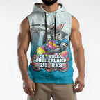 Personalized Cronulla Sutherland Sharks Sleeveless Hoodie Easter Mascot - Colorful Eggs Cartoon Style