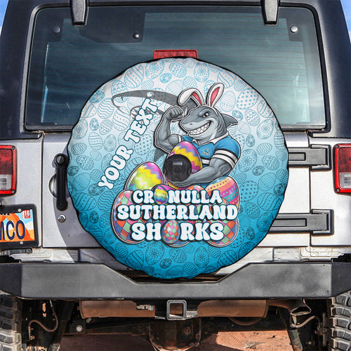 Personalized Cronulla Sutherland Sharks Spare Tire Cover Easter Mascot - Colorful Eggs Cartoon Style