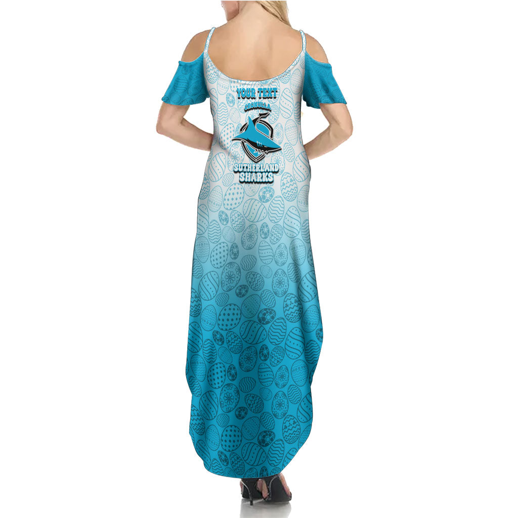 Personalized Cronulla Sutherland Sharks Summer Maxi Dress Easter Mascot - Colorful Eggs Cartoon Style
