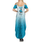 Personalized Cronulla Sutherland Sharks Summer Maxi Dress Easter Mascot - Colorful Eggs Cartoon Style