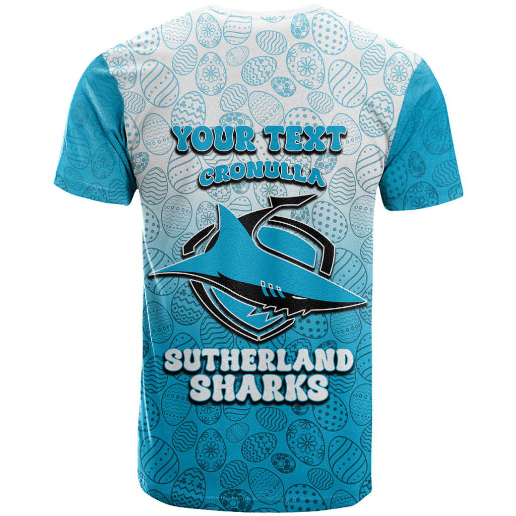 Personalized Cronulla Sutherland Sharks T Shirt Easter Mascot - Colorful Eggs Cartoon Style