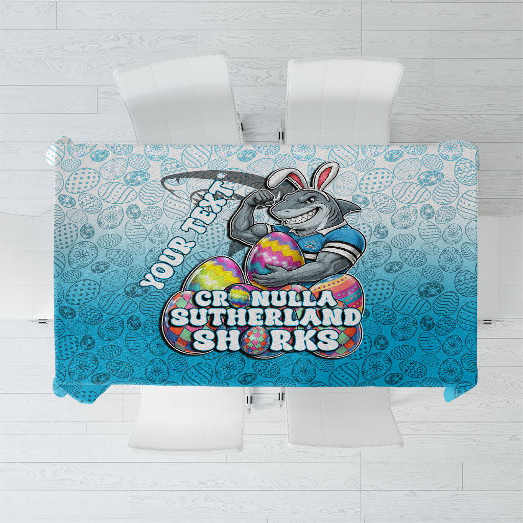 Personalized Cronulla Sutherland Sharks Tablecloth Easter Mascot - Colorful Eggs Cartoon Style