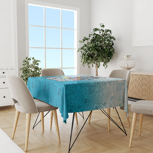 Personalized Cronulla Sutherland Sharks Tablecloth Easter Mascot - Colorful Eggs Cartoon Style