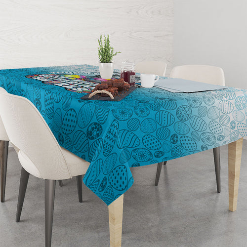 Personalized Cronulla Sutherland Sharks Tablecloth Easter Mascot - Colorful Eggs Cartoon Style