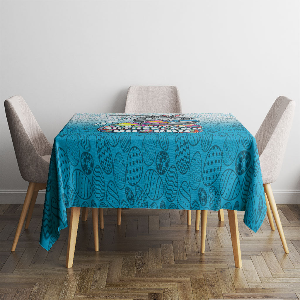 Personalized Cronulla Sutherland Sharks Tablecloth Easter Mascot - Colorful Eggs Cartoon Style