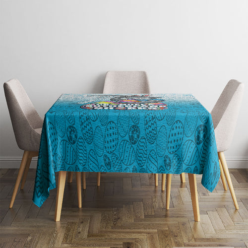 Personalized Cronulla Sutherland Sharks Tablecloth Easter Mascot - Colorful Eggs Cartoon Style